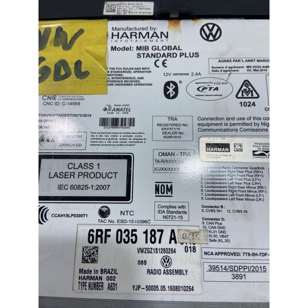 Rádio Multimídia Vw Fox Gol Saveiro 6rf 035 187a